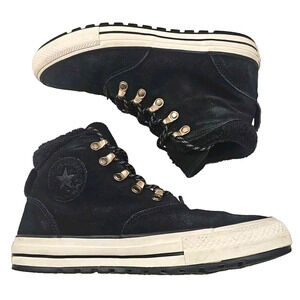 Converse Womens 8.5 Shoes Ember Hi Black Suede Faux Fur Lined Chuck Taylor